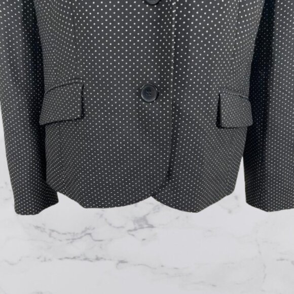 Talbots Womens Wool Blend Polka Dot Two Buttons Blazer Jacket Sz 14 Black/White - Picture 4 of 10